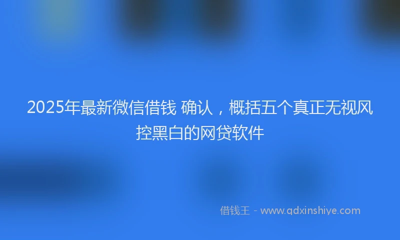 2025年最新微信借钱 确认，概括五个真正无视风控黑白的网贷软件