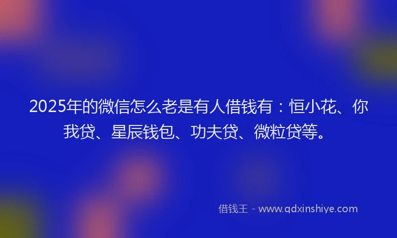 2025年的微信怎么老是有人借钱有：恒小花、你我贷、星辰钱包、功夫贷、微粒贷等。