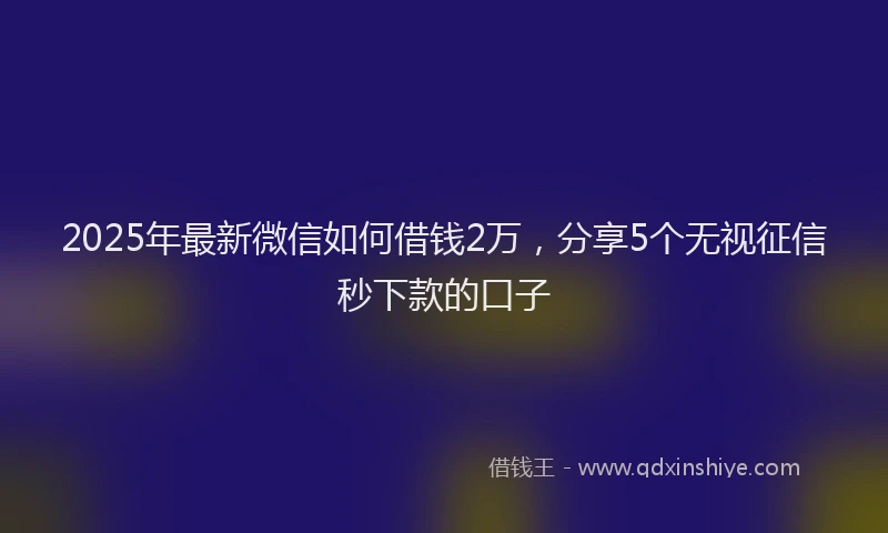 2025年最新微信如何借钱2万，分享5个无视征信秒下款的口子