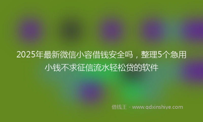 2025年最新微信小容借钱安全吗，整理5个急用小钱不求征信流水轻松贷的软件