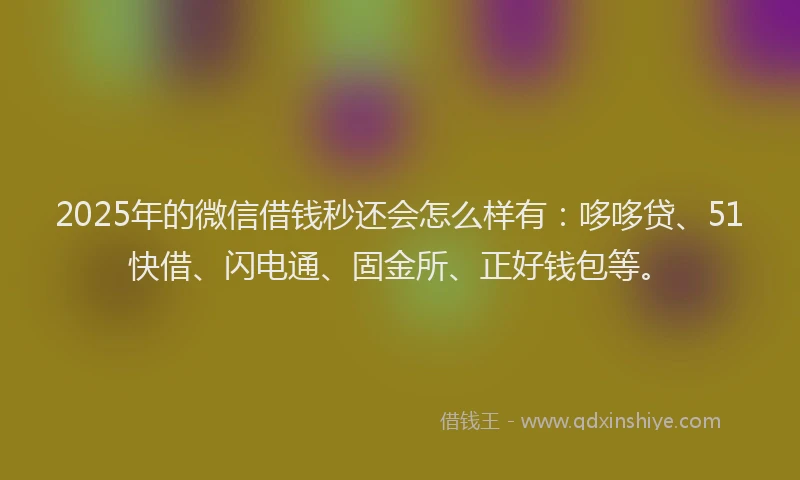 2025年的微信借钱秒还会怎么样有：哆哆贷、51快借、闪电通、固金所、正好钱包等。