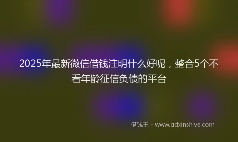 2025年最新微信借钱注明什么好呢，整合5个不看年龄征信负债的平台