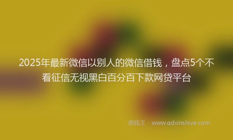 2025年最新微信以别人的微信借钱，盘点5个不看征信无视黑白百分百下款网贷平台