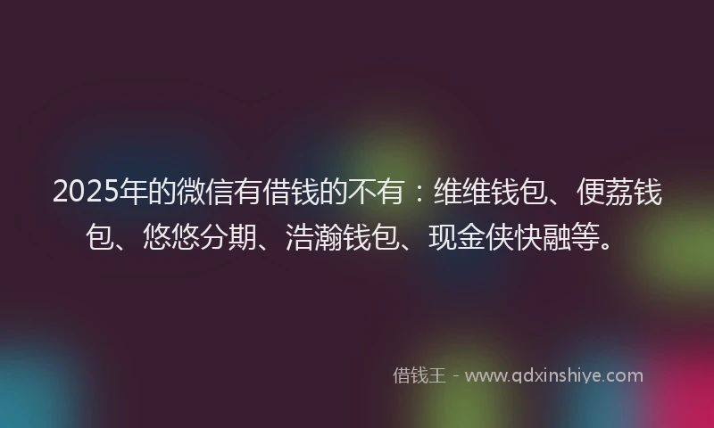 2025年的微信有借钱的不有：维维钱包、便荔钱包、悠悠分期、浩瀚钱包、现金侠快融等。