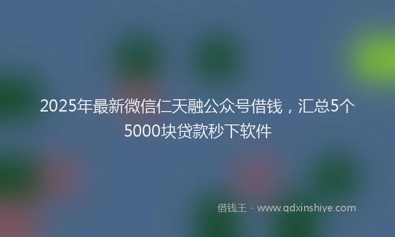 2025年最新微信仁天融公众号借钱，汇总5个5000块贷款秒下软件