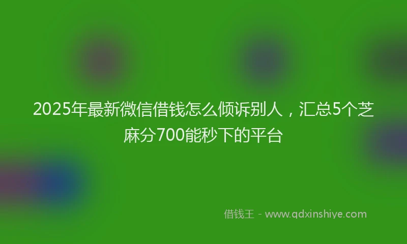 2025年最新微信借钱怎么倾诉别人，汇总5个芝麻分700能秒下的平台
