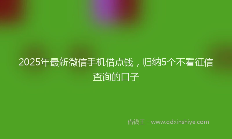 2025年最新微信手机借点钱，归纳5个不看征信查询的口子