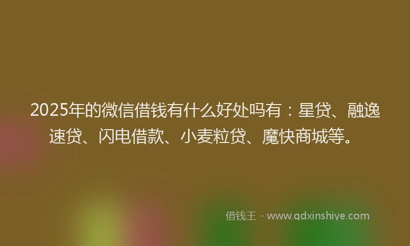 2025年的微信借钱有什么好处吗有：星贷、融逸速贷、闪电借款、小麦粒贷、魔快商城等。