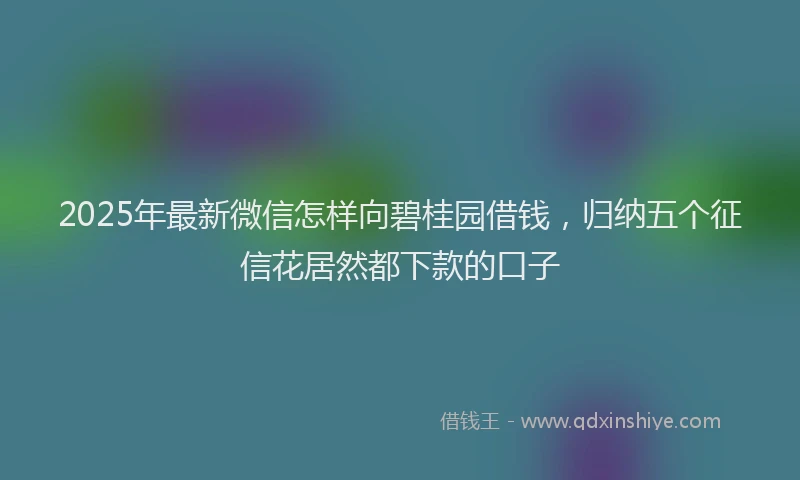 2025年最新微信怎样向碧桂园借钱，归纳五个征信花居然都下款的口子