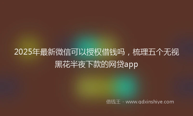 2025年最新微信可以授权借钱吗，梳理五个无视黑花半夜下款的网贷app
