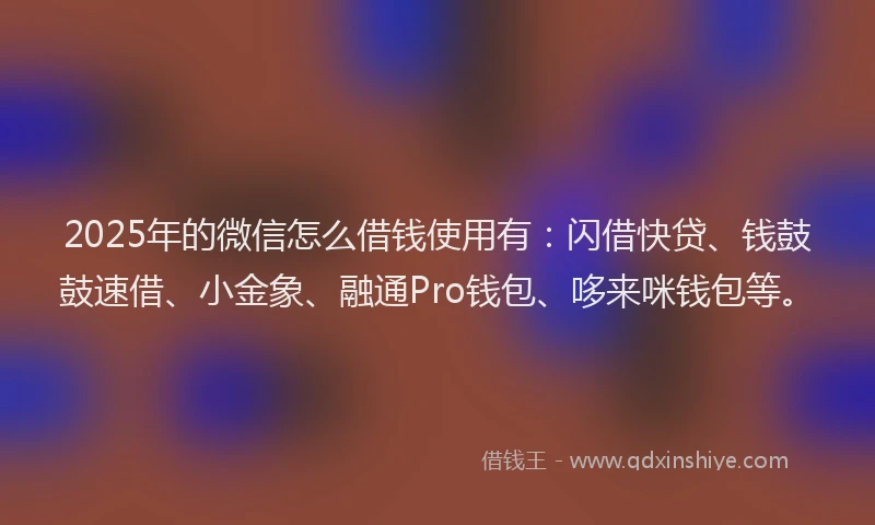 2025年的微信怎么借钱使用有：闪借快贷、钱鼓鼓速借、小金象、融通Pro钱包、哆来咪钱包等。