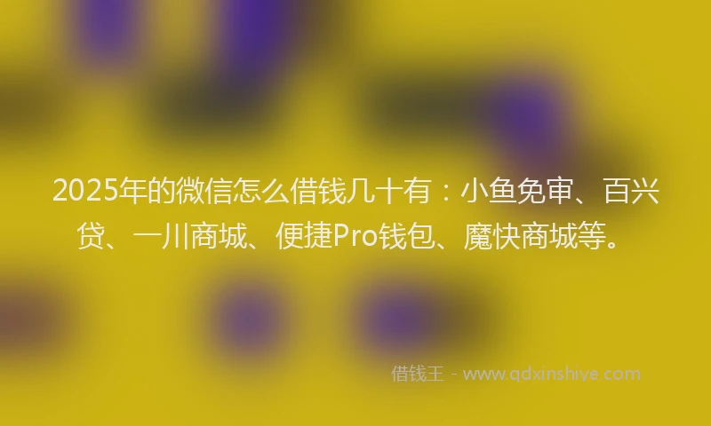 2025年的微信怎么借钱几十有：小鱼免审、百兴贷、一川商城、便捷Pro钱包、魔快商城等。