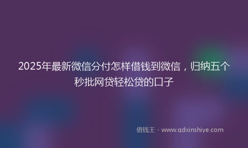 2025年最新微信分付怎样借钱到微信，归纳五个秒批网贷轻松贷的口子