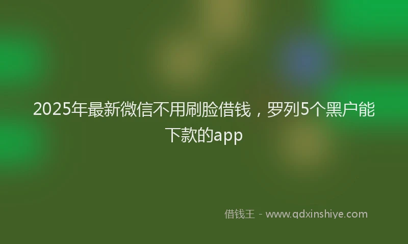 2025年最新微信不用刷脸借钱，罗列5个黑户能下款的app