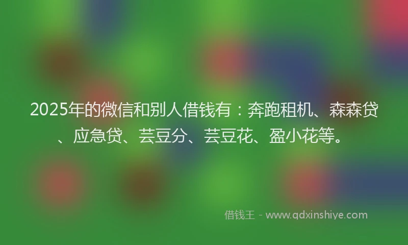 2025年的微信和别人借钱有：奔跑租机、森森贷、应急贷、芸豆分、芸豆花、盈小花等。