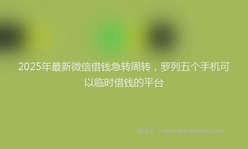 2025年最新微信借钱急转周转，罗列五个手机可以临时借钱的平台