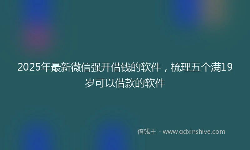 2025年最新微信强开借钱的软件，梳理五个满19岁可以借款的软件