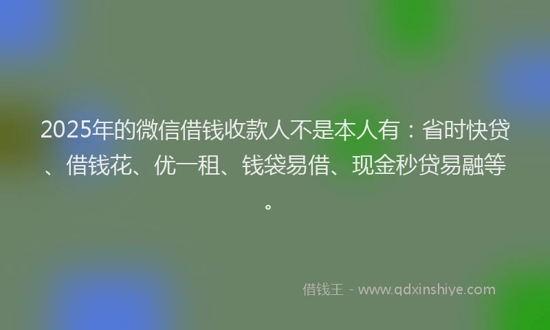 2025年的微信借钱收款人不是本人有：省时快贷、借钱花、优一租、钱袋易借、现金秒贷易融等。