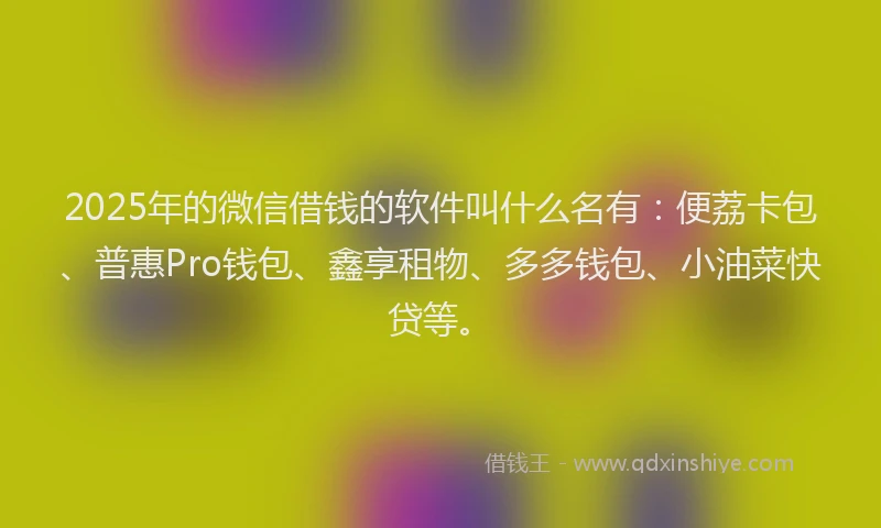 2025年的微信借钱的软件叫什么名有：便荔卡包、普惠Pro钱包、鑫享租物、多多钱包、小油菜快贷等。