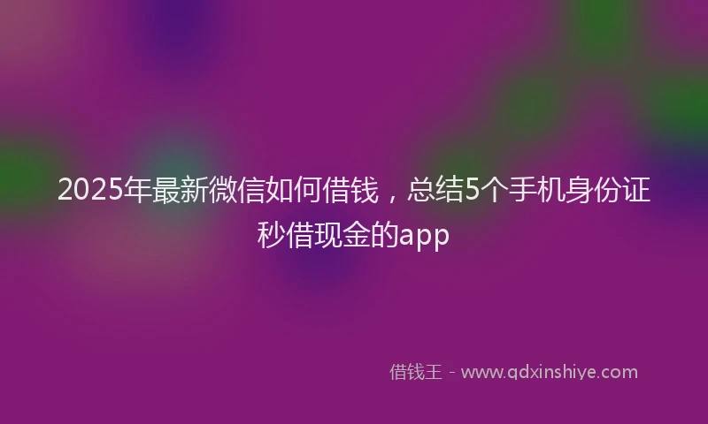 2025年最新微信如何借钱，总结5个手机身份证秒借现金的app