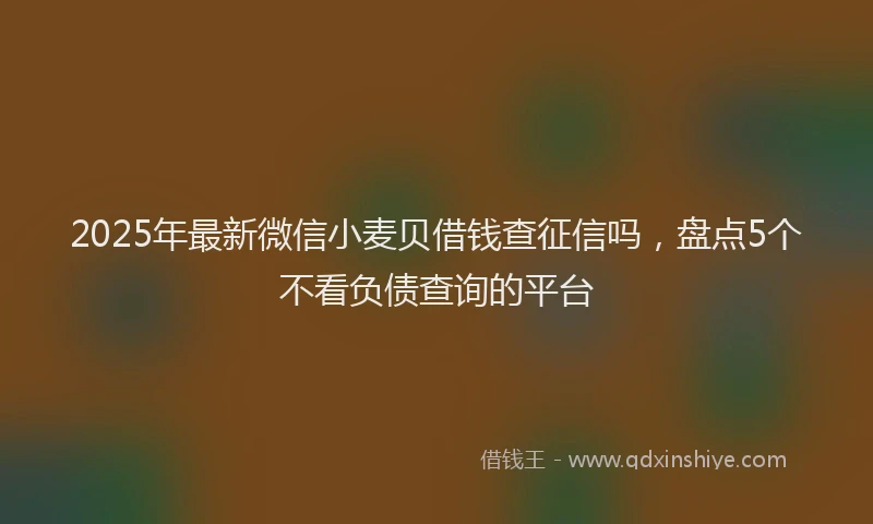 2025年最新微信小麦贝借钱查征信吗，盘点5个不看负债查询的平台