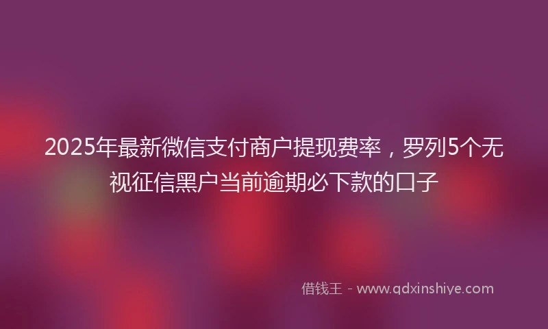2025年最新微信支付商户提现费率，罗列5个无视征信黑户当前逾期必下款的口子