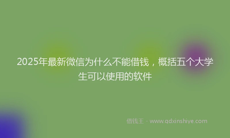 2025年最新微信为什么不能借钱，概括五个大学生可以使用的软件