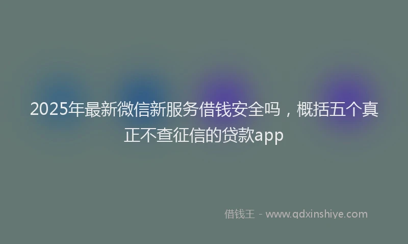 2025年最新微信新服务借钱安全吗，概括五个真正不查征信的贷款app