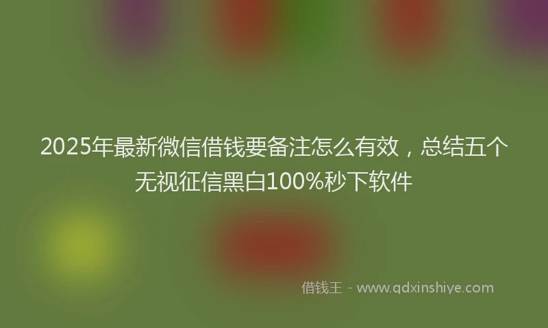 2025年最新微信借钱要备注怎么有效，总结五个无视征信黑白100%秒下软件
