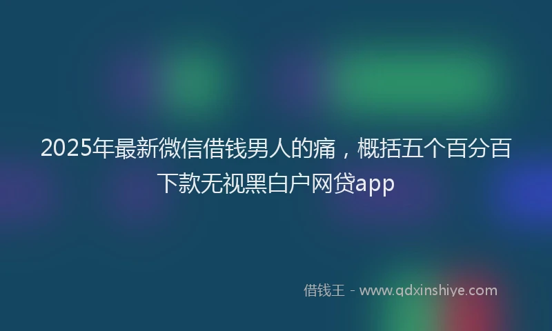 2025年最新微信借钱男人的痛，概括五个百分百下款无视黑白户网贷app