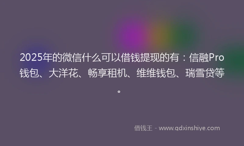 2025年的微信什么可以借钱提现的有：信融Pro钱包、大洋花、畅享租机、维维钱包、瑞雪贷等。