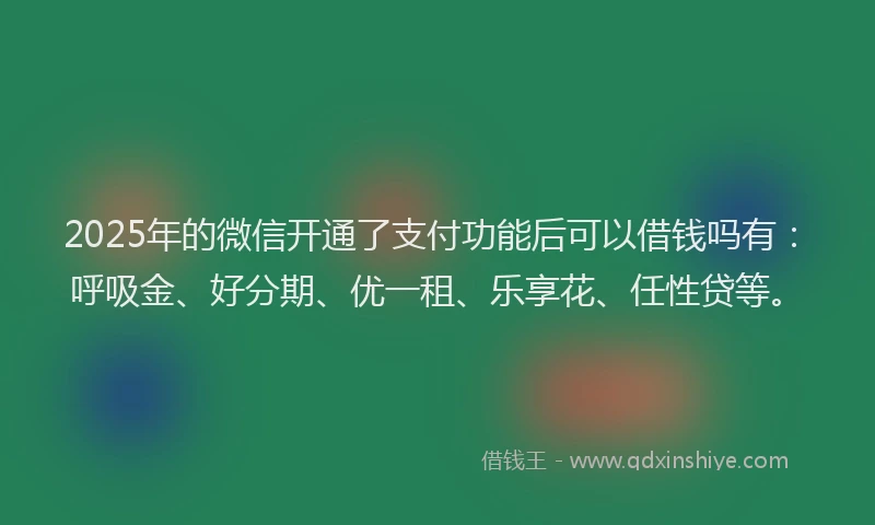 2025年的微信开通了支付功能后可以借钱吗有：呼吸金、好分期、优一租、乐享花、任性贷等。