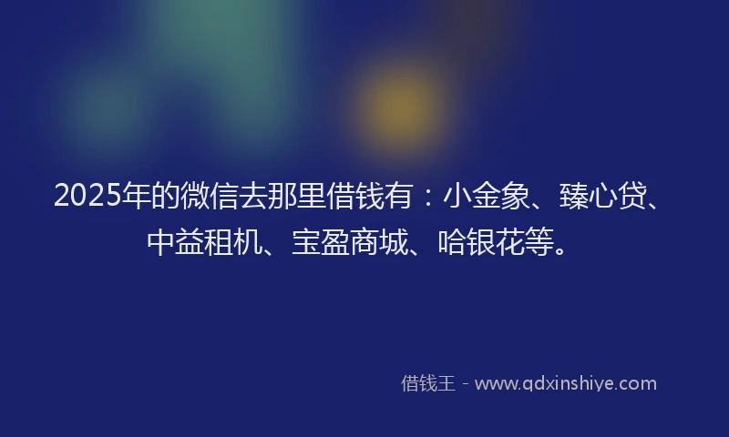 2025年的微信去那里借钱有：小金象、臻心贷、中益租机、宝盈商城、哈银花等。