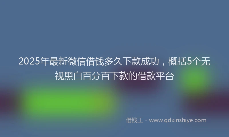 2025年最新微信借钱多久下款成功，概括5个无视黑白百分百下款的借款平台