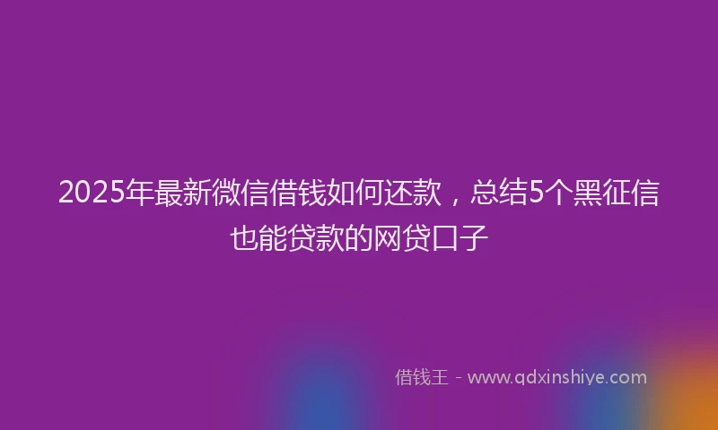 2025年最新微信借钱如何还款，总结5个黑征信也能贷款的网贷口子