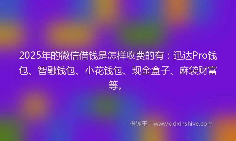 2025年的微信借钱是怎样收费的有：迅达Pro钱包、智融钱包、小花钱包、现金盒子、麻袋财富等。