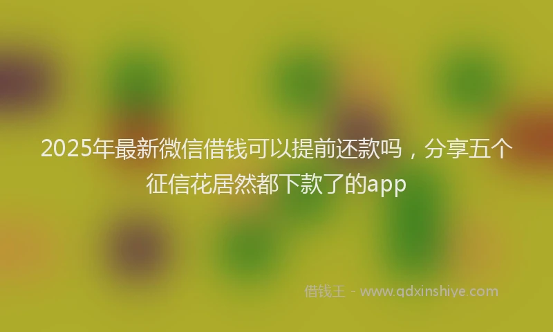 2025年最新微信借钱可以提前还款吗，分享五个征信花居然都下款了的app
