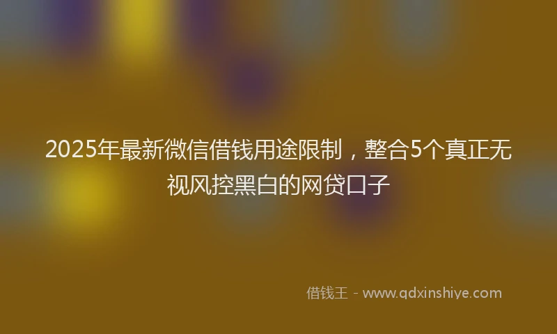 2025年最新微信借钱用途限制，整合5个真正无视风控黑白的网贷口子