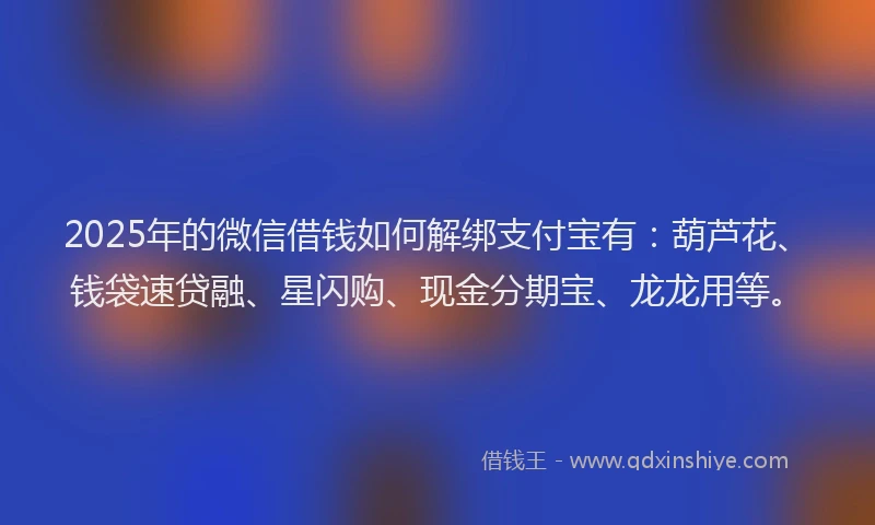 2025年的微信借钱如何解绑支付宝有：葫芦花、钱袋速贷融、星闪购、现金分期宝、龙龙用等。