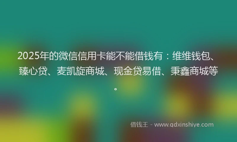 2025年的微信信用卡能不能借钱有：维维钱包、臻心贷、麦凯旋商城、现金贷易借、秉鑫商城等。