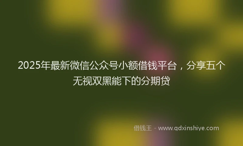 2025年最新微信公众号小额借钱平台，分享五个无视双黑能下的分期贷