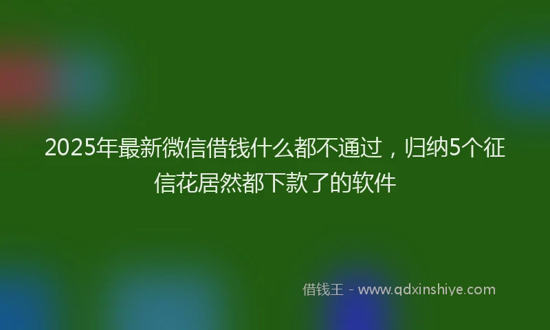 2025年最新微信借钱什么都不通过，归纳5个征信花居然都下款了的软件