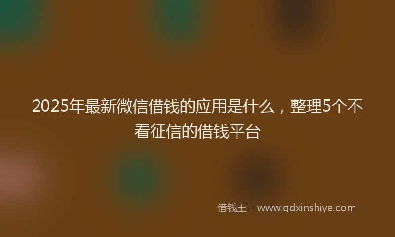 2025年最新微信借钱的应用是什么，整理5个不看征信的借钱平台
