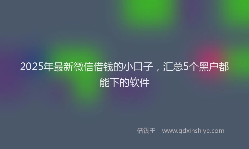 2025年最新微信借钱的小口子，汇总5个黑户都能下的软件