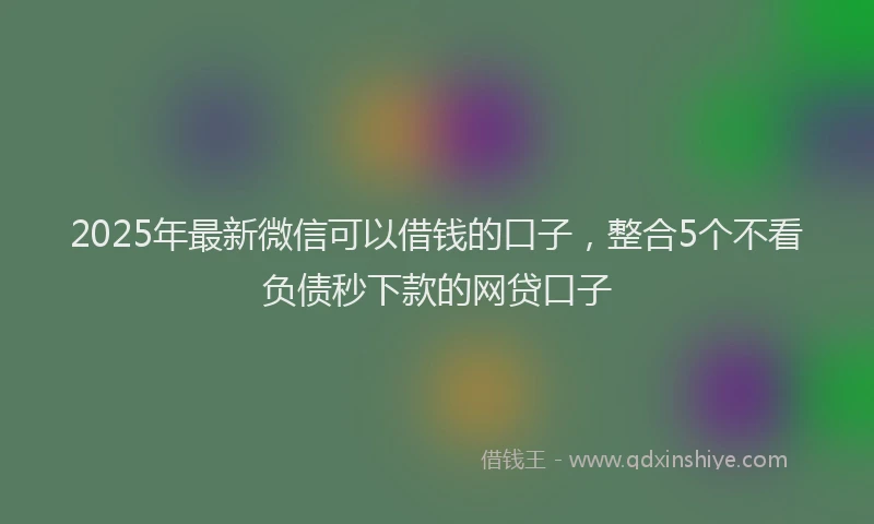 2025年最新微信可以借钱的口子，整合5个不看负债秒下款的网贷口子