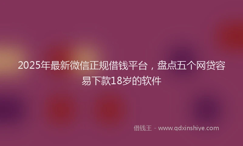 2025年最新微信正规借钱平台，盘点五个网贷容易下款18岁的软件