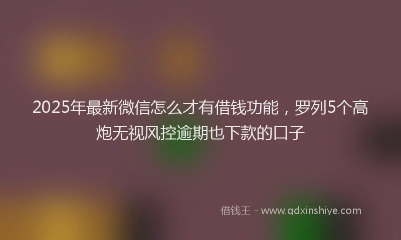 2025年最新微信怎么才有借钱功能，罗列5个高炮无视风控逾期也下款的口子