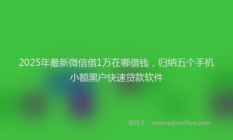 2025年最新微信借1万在哪借钱，归纳五个手机小额黑户快速贷款软件