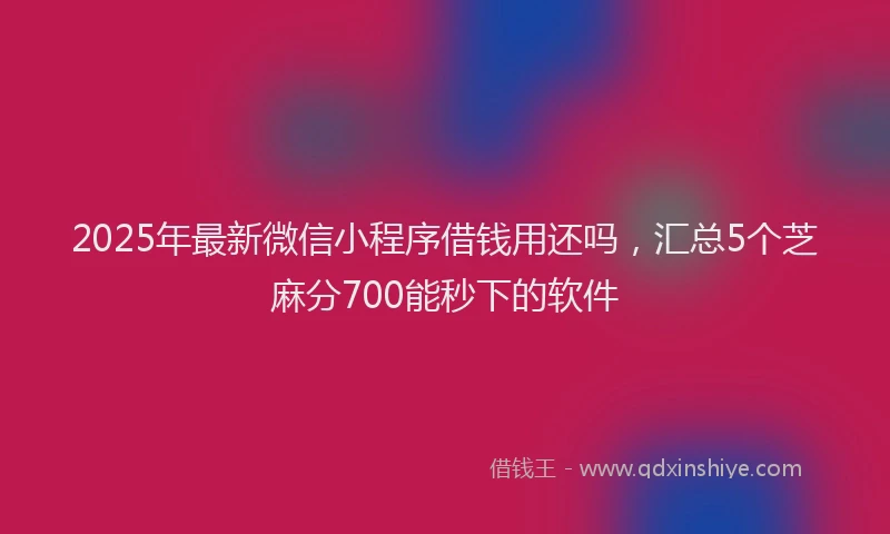 2025年最新微信小程序借钱用还吗，汇总5个芝麻分700能秒下的软件