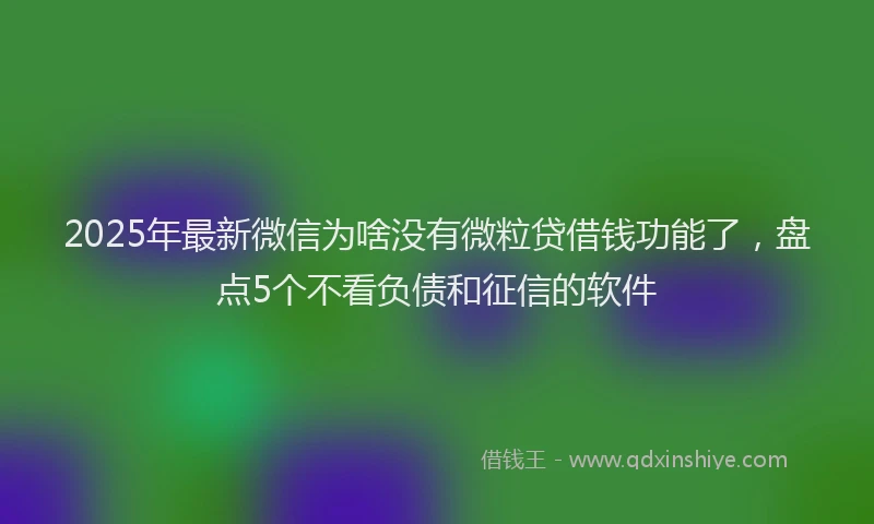 2025年最新微信为啥没有微粒贷借钱功能了，盘点5个不看负债和征信的软件